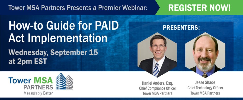 Details of PAID Act Webinar with photo of Dan Anders & Jesse Shade