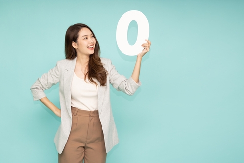 Picture of a women holding the # 0 depicting a $0 Medicare Set-Aside