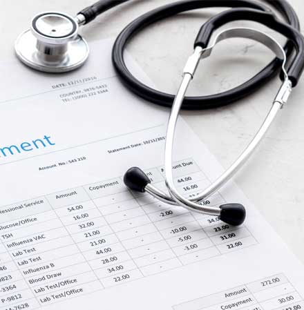 Stethoscope sitting over over Medicare conditional payment resolution paperwork